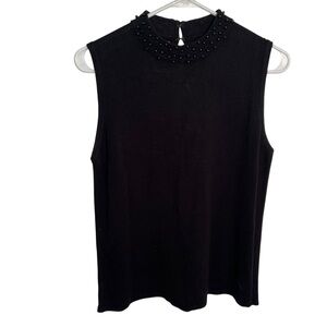 Designers Originals Sleeveless Sweater Black Beaded Neck L